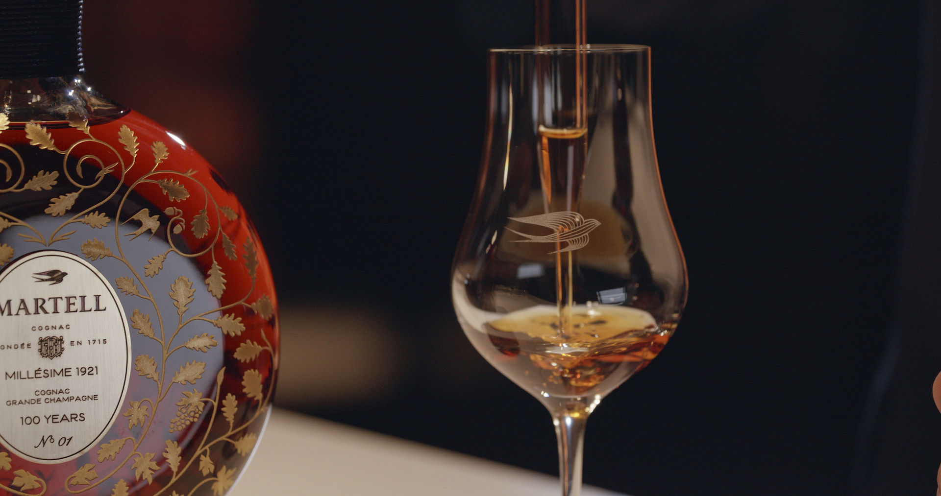 Bottle and glass Martell